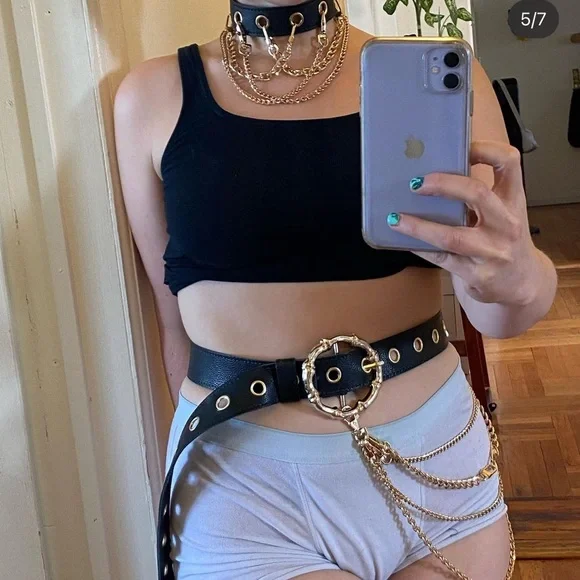 One of a kind Emboldxnthepeople belt & harness matching set!🖤✨ - Picture 1 of 3